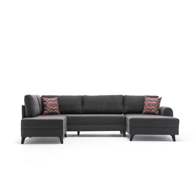 Γωνιακός Καναπές Κρεβάτι - Belen - Χρώμα Ανθρακί - 300x202x78εκ