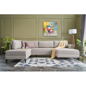 Corner Sofa-Bed Eris - Cream Cream