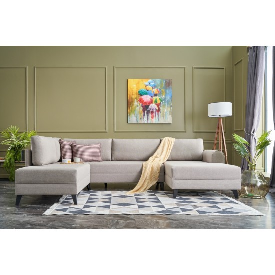 Γωνιακός Καναπές Κρεβάτι - Belen - Χρώμα Cream - 300x202x78εκ Γωνιακός Καναπές Κρεβάτι - Belen - Χρώμα Cream - 300x202x78εκ