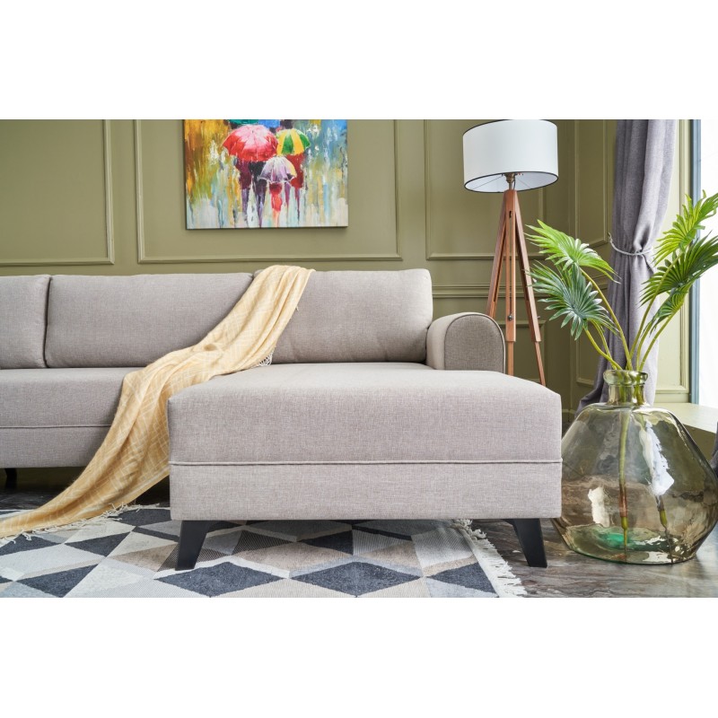 Γωνιακός Καναπές Κρεβάτι - Belen - Χρώμα Cream - 300x202x78εκ