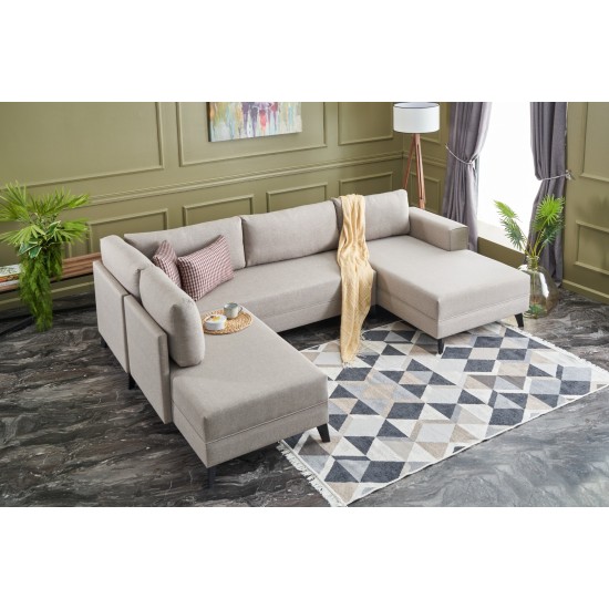 Γωνιακός Καναπές Efsun - 300x202x78εκ - Χρώμα Cream Γωνιακός Καναπές Efsun - 300x202x78εκ - Χρώμα Cream