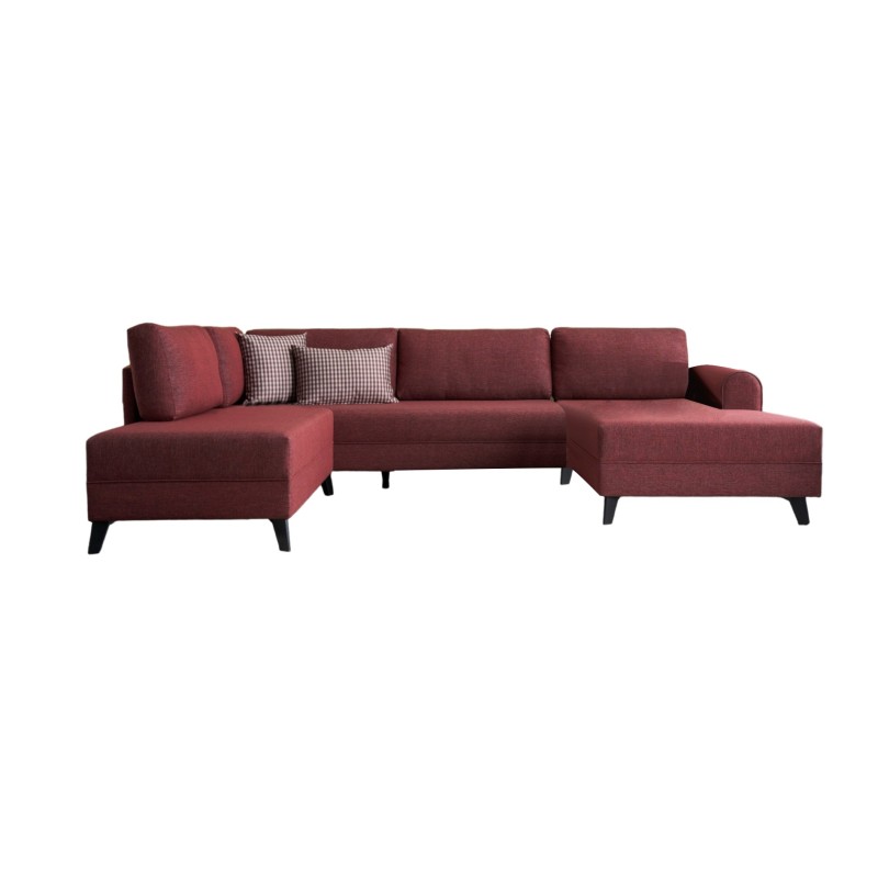 Γωνιακός Καναπές Κρεβάτι - Belen - Χρώμα Σάπιο Μήλο - 300x202x78εκ
