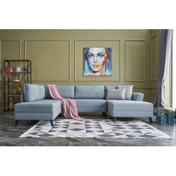 Corner Sofa-Bed Eris - Blue Blue