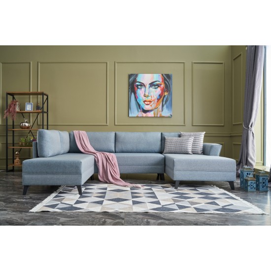 Corner Sofa-Bed Eris - Blue Blue Atelier del Sofa Corner Sofa-Bed Eris - Blue Blue