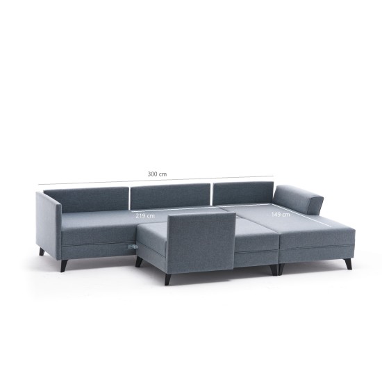Corner Sofa-Bed Eris - Blue Blue Atelier del Sofa Corner Sofa-Bed Eris - Blue Blue