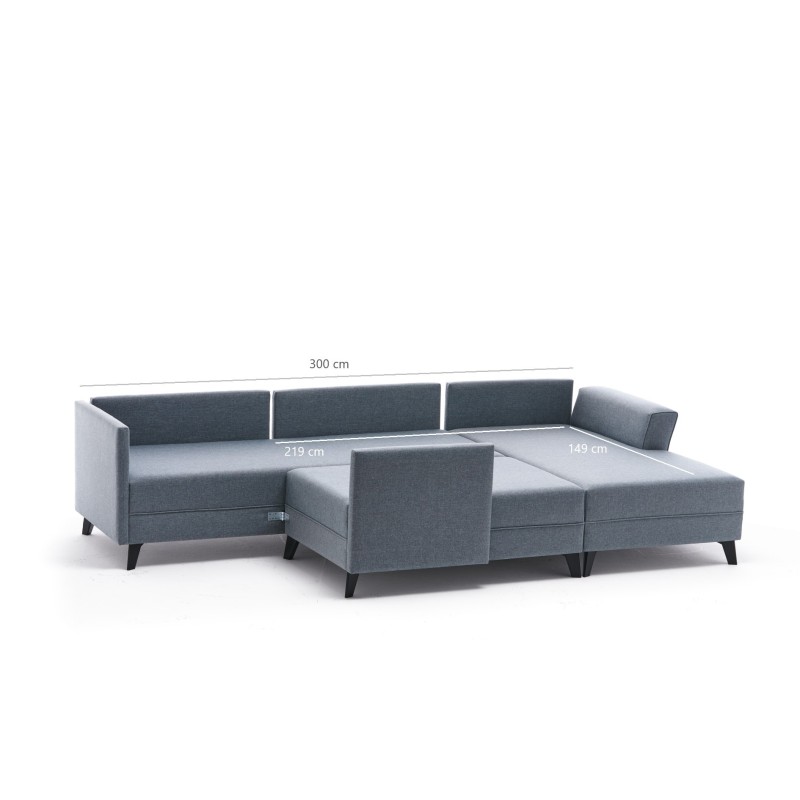 Atelier del Sofa Corner Sofa-Bed Eris - Blue Blue