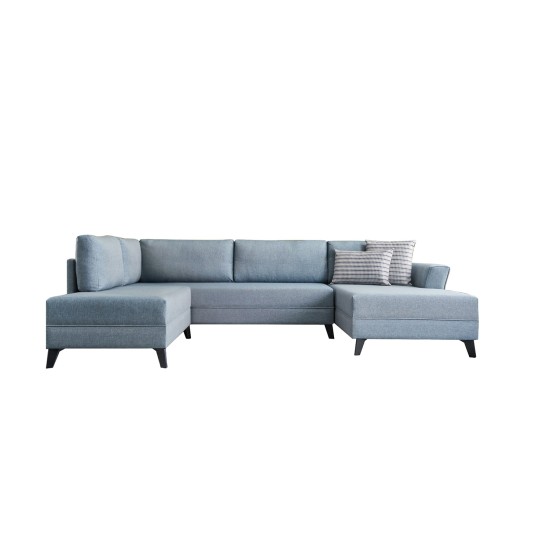 Corner Sofa-Bed Eris - Blue Blue Atelier del Sofa Corner Sofa-Bed Eris - Blue Blue