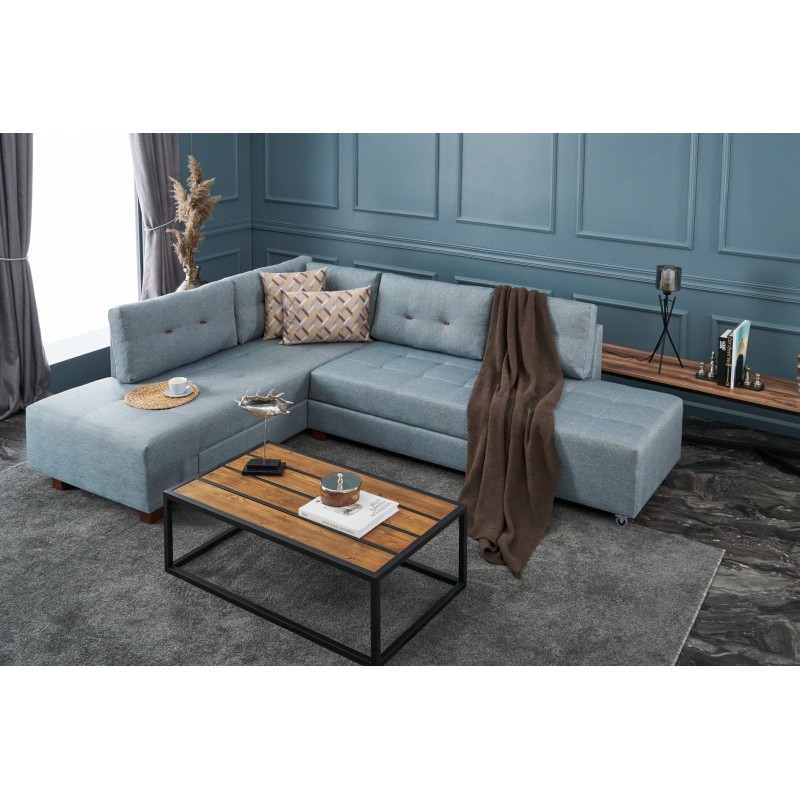 Atelier del Sofa Corner Sofa-Bed Manama Corner Sofa Bed Left - Light Blue Light Blue