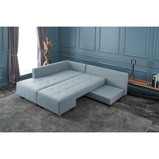 Corner Sofa-Bed Manama Corner Sofa Bed Left - Light Blue Light Blue Atelier del Sofa Corner Sofa-Bed Manama Corner Sofa Bed Left - Light Blue Light Blue