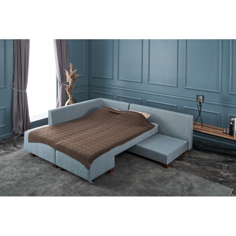 Atelier del Sofa Corner Sofa-Bed Manama Corner Sofa Bed Left - Light Blue Light Blue