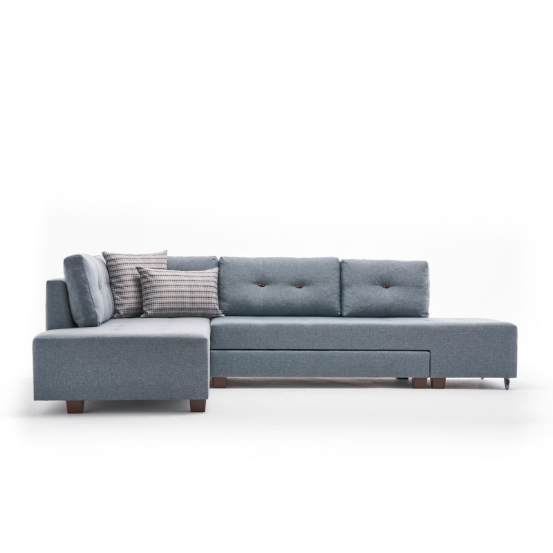 Atelier del Sofa Corner Sofa-Bed Manama Corner Sofa Bed Left - Light Blue Light Blue