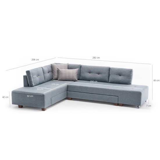 Corner Sofa-Bed Manama Corner Sofa Bed Left - Light Blue Light Blue Atelier del Sofa Corner Sofa-Bed Manama Corner Sofa Bed Left - Light Blue Light Blue