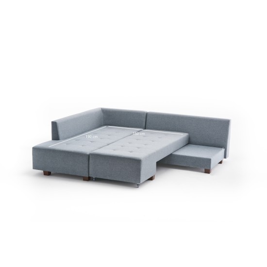 Corner Sofa-Bed Manama Corner Sofa Bed Left - Light Blue Light Blue Atelier del Sofa Corner Sofa-Bed Manama Corner Sofa Bed Left - Light Blue Light Blue