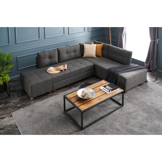Atelier del Sofa Corner Sofa-Bed Manama Corner Sofa Bed Right - Anthracite Anthracite