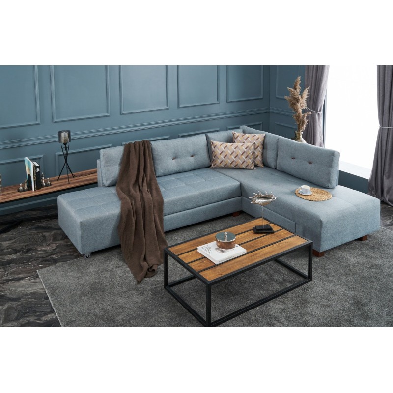 Atelier del Sofa Corner Sofa-Bed Manama Corner Sofa Bed Right - Light Blue Light Blue