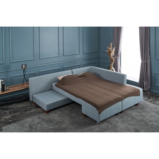 Corner Sofa-Bed Manama Corner Sofa Bed Right - Light Blue Light Blue Atelier del Sofa Corner Sofa-Bed Manama Corner Sofa Bed Right - Light Blue Light Blue