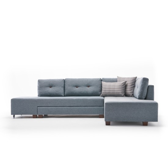 Corner Sofa-Bed Manama Corner Sofa Bed Right - Light Blue Light Blue Atelier del Sofa Corner Sofa-Bed Manama Corner Sofa Bed Right - Light Blue Light Blue
