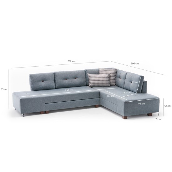 Corner Sofa-Bed Manama Corner Sofa Bed Right - Light Blue Light Blue Atelier del Sofa Corner Sofa-Bed Manama Corner Sofa Bed Right - Light Blue Light Blue