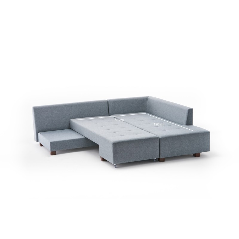 Atelier del Sofa Corner Sofa-Bed Manama Corner Sofa Bed Right - Light Blue Light Blue