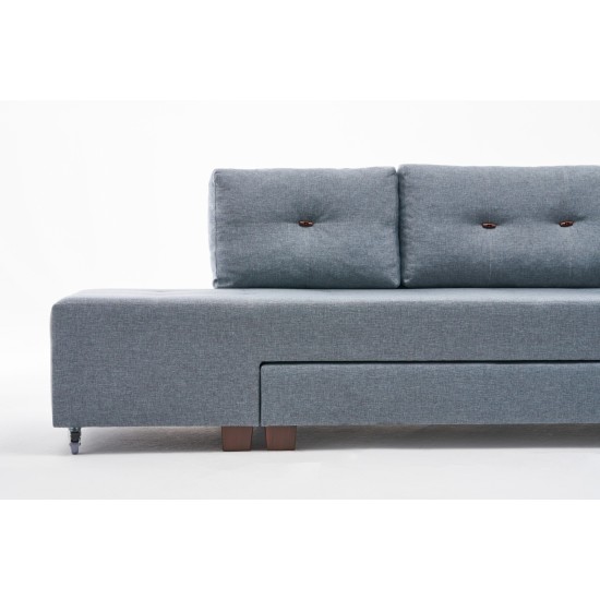 Corner Sofa-Bed Manama Corner Sofa Bed Right - Light Blue Light Blue Atelier del Sofa Corner Sofa-Bed Manama Corner Sofa Bed Right - Light Blue Light Blue
