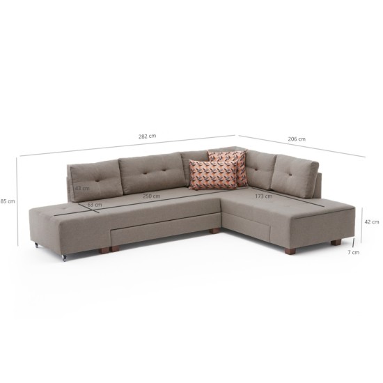 Corner Sofa-Bed Manama Corner Sofa Bed Right - Cream Cream Atelier del Sofa Corner Sofa-Bed Manama Corner Sofa Bed Right - Cream Cream