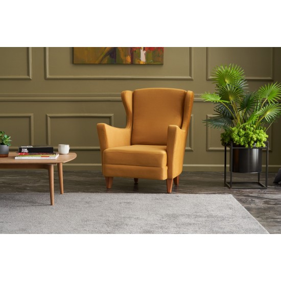 Wing Chair Lola Berjer - Gold Gold Atelier del Sofa Wing Chair Lola Berjer - Gold Gold