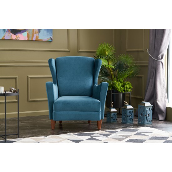 Wing Chair Lola Berjer - Turquoise Turquoise Atelier del Sofa Wing Chair Lola Berjer - Turquoise Turquoise