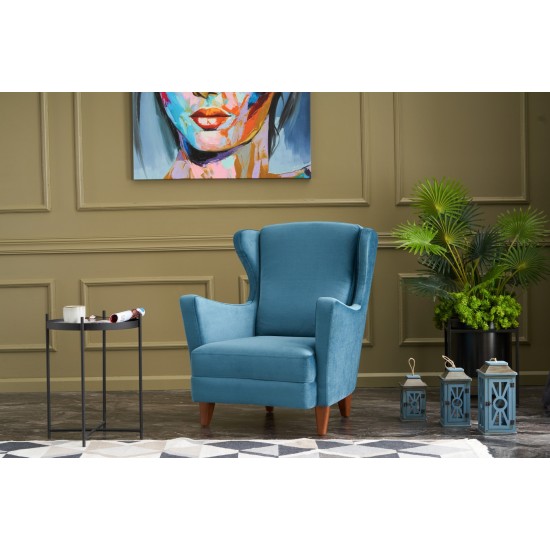 Wing Chair Lola Berjer - Turquoise Turquoise Atelier del Sofa Wing Chair Lola Berjer - Turquoise Turquoise