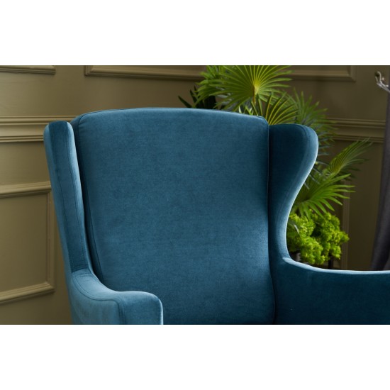 Wing Chair Lola Berjer - Turquoise Turquoise Atelier del Sofa Wing Chair Lola Berjer - Turquoise Turquoise
