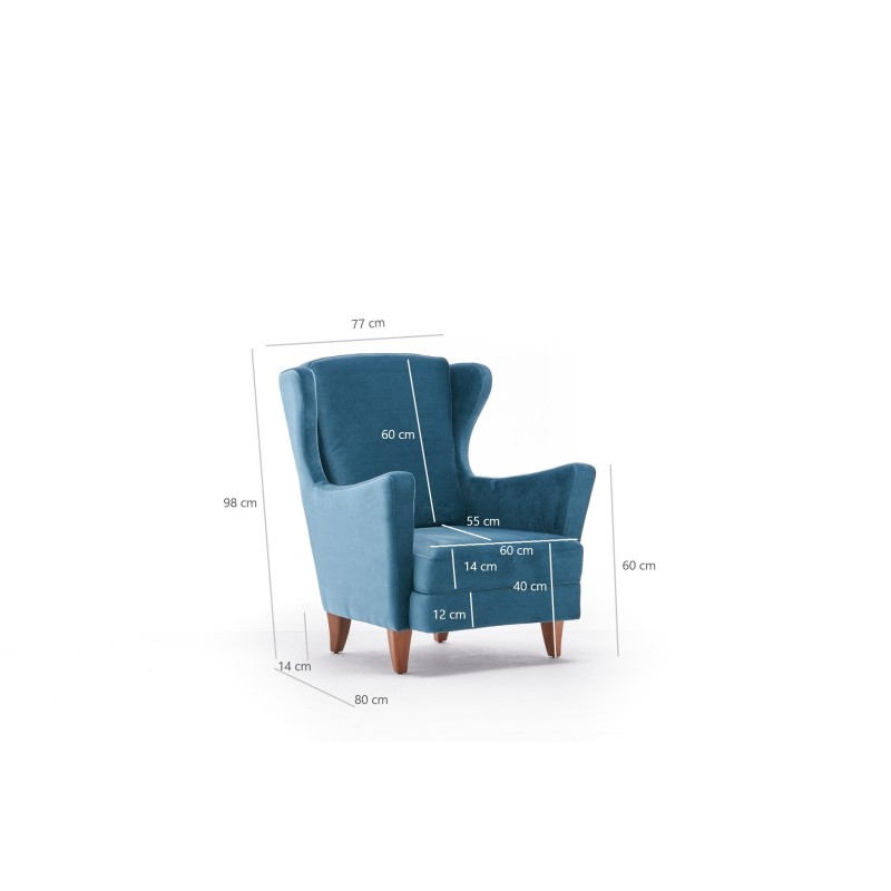 Atelier del Sofa Wing Chair Lola Berjer - Turquoise Turquoise