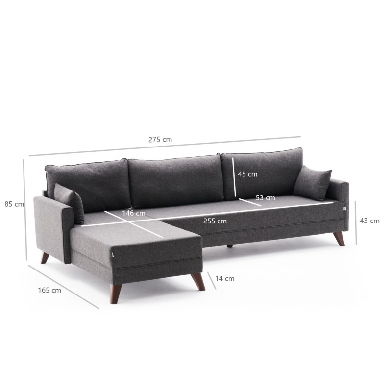 Atelier del Sofa Corner Sofa Bella Corner Sofa Left - Anthracite Anthracite