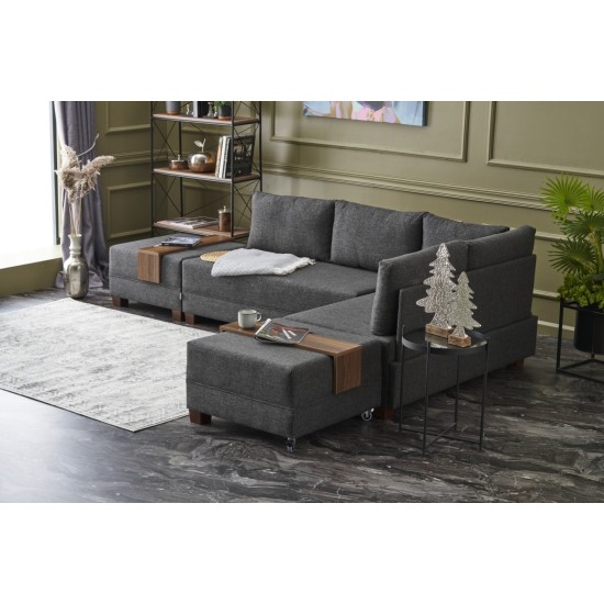 Corner Sofa-Bed Fly Right - Anthracite Anthracite Atelier del Sofa Corner Sofa-Bed Fly Right - Anthracite Anthracite