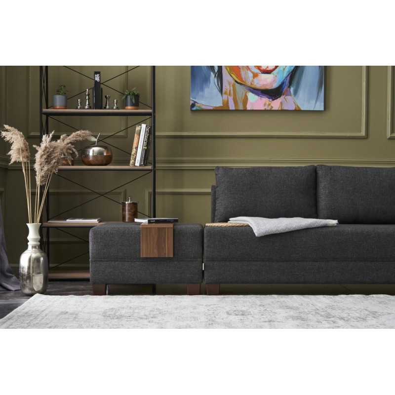 Atelier del Sofa Corner Sofa-Bed Fly Right - Anthracite Anthracite