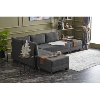 Corner Sofa-Bed Fly Left - Anthracite Anthracite