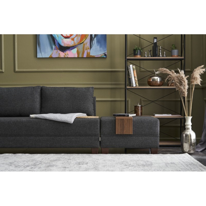 Atelier del Sofa Corner Sofa-Bed Fly Left - Anthracite Anthracite