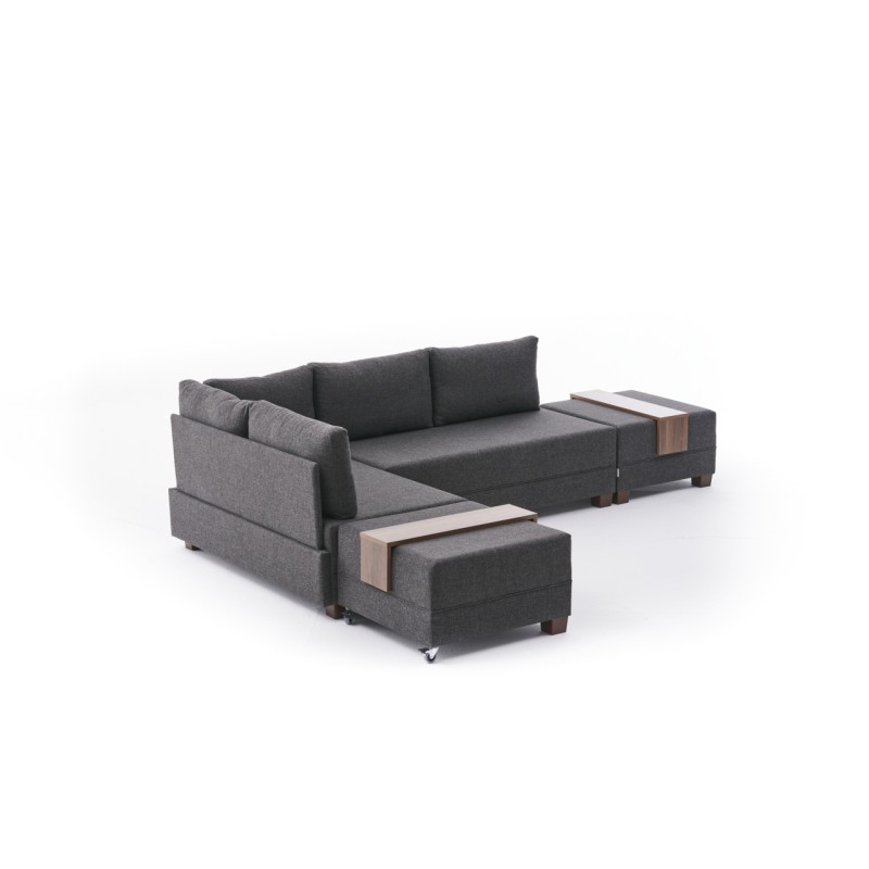 Atelier del Sofa Corner Sofa-Bed Fly Left - Anthracite Anthracite