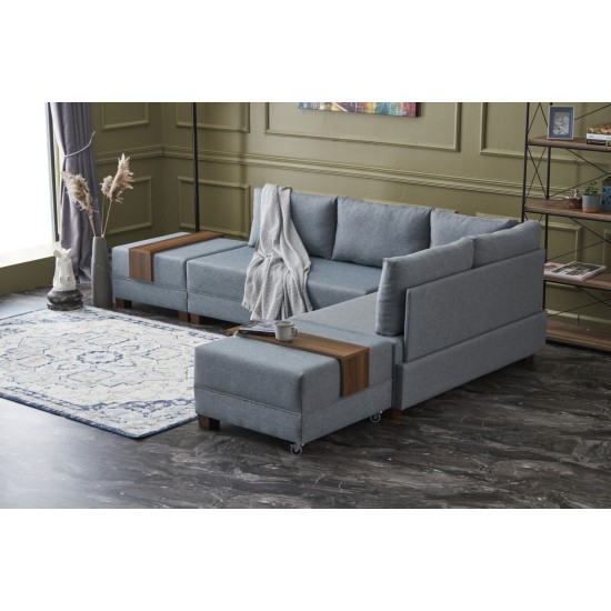 Corner Sofa-Bed Fly Right - Blue Blue Atelier del Sofa Corner Sofa-Bed Fly Right - Blue Blue