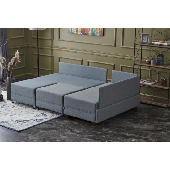 Corner Sofa-Bed Fly Right - Blue Blue Atelier del Sofa Corner Sofa-Bed Fly Right - Blue Blue