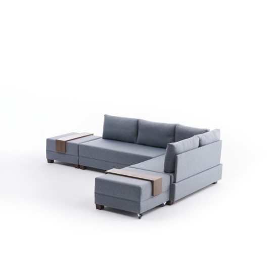 Corner Sofa-Bed Fly Right - Blue Blue Atelier del Sofa Corner Sofa-Bed Fly Right - Blue Blue