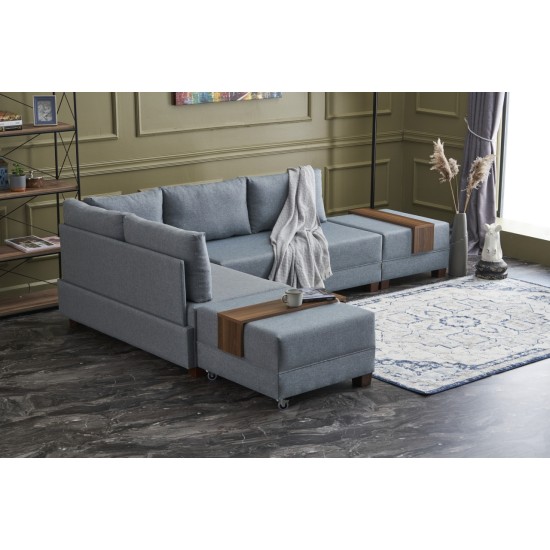 Corner Sofa-Bed Fly Left - Blue Blue Atelier del Sofa Corner Sofa-Bed Fly Left - Blue Blue
