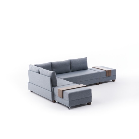 Corner Sofa-Bed Fly Left - Blue Blue Atelier del Sofa Corner Sofa-Bed Fly Left - Blue Blue