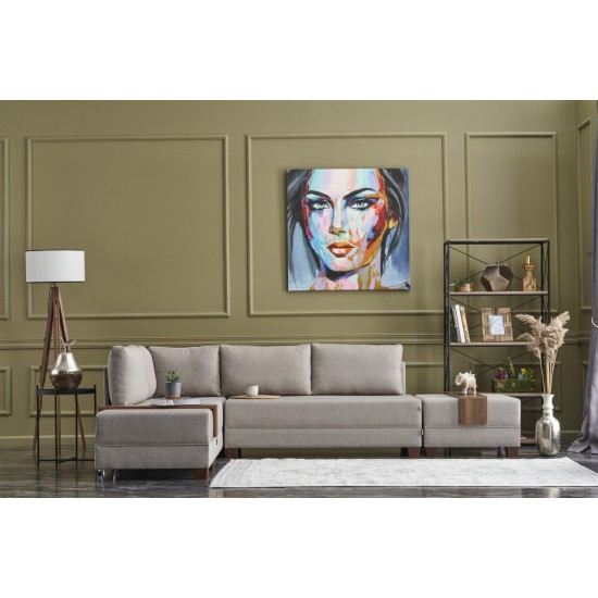 Corner Sofa-Bed Fly Left - Cream Cream Corner Sofa-Bed Fly Left - Cream Cream