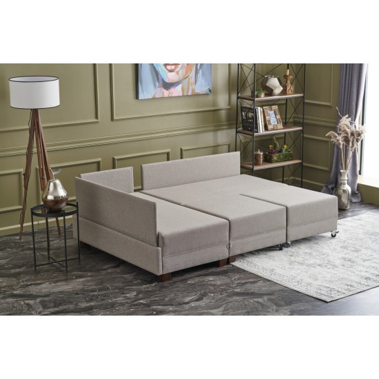 Corner Sofa-Bed Fly Left - Cream Cream Corner Sofa-Bed Fly Left - Cream Cream