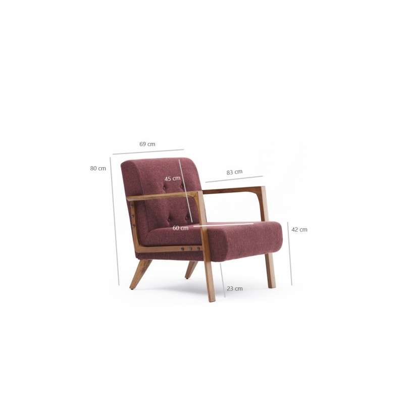 Atelier del Sofa Wing Chair Kemer - Claret Red Claret Red