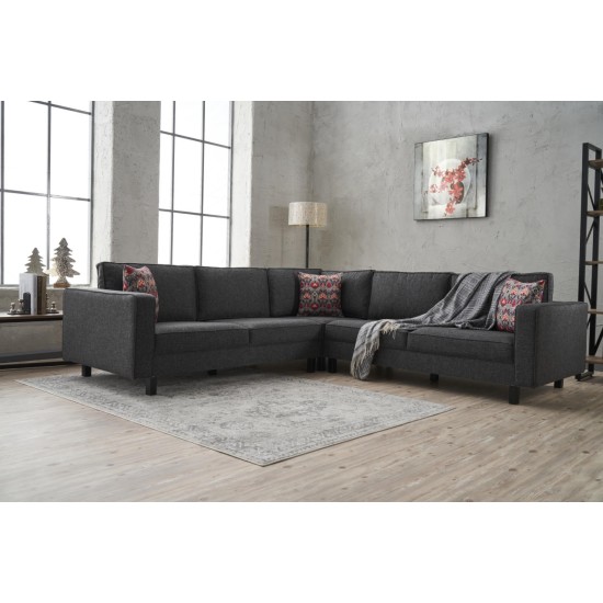 Corner Sofa Kale Linen - Anthracite Anthracite Atelier del Sofa Corner Sofa Kale Linen - Anthracite Anthracite