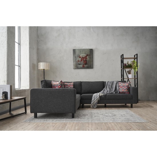 Corner Sofa Kale Linen - Anthracite Anthracite Atelier del Sofa Corner Sofa Kale Linen - Anthracite Anthracite
