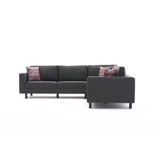 Corner Sofa Kale Linen - Anthracite Anthracite Atelier del Sofa Corner Sofa Kale Linen - Anthracite Anthracite