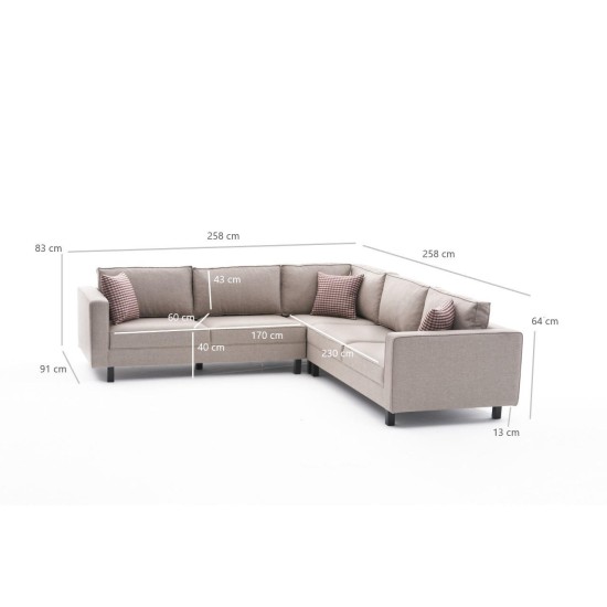 Atelier del Sofa Corner Sofa Kale Linen - Cream Cream