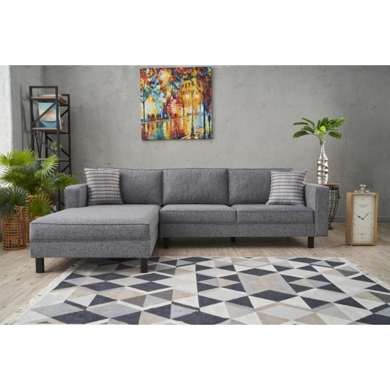 Corner Sofa Kale Linen Left - Grey Grey Atelier del Sofa Corner Sofa Kale Linen Left - Grey Grey