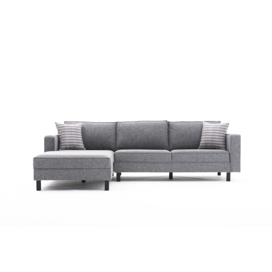 Corner Sofa Kale Linen Left - Grey Grey Atelier del Sofa Corner Sofa Kale Linen Left - Grey Grey